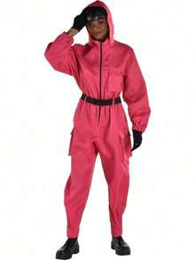 Men's Pink Squid Soldier Halloween Costume | Adult Military Cosplay Outfit With Tentacle Details, Horror Theme Party Uniform | Medium Size Breathable Fabric For Role Play, Comic Con & Halloween Events