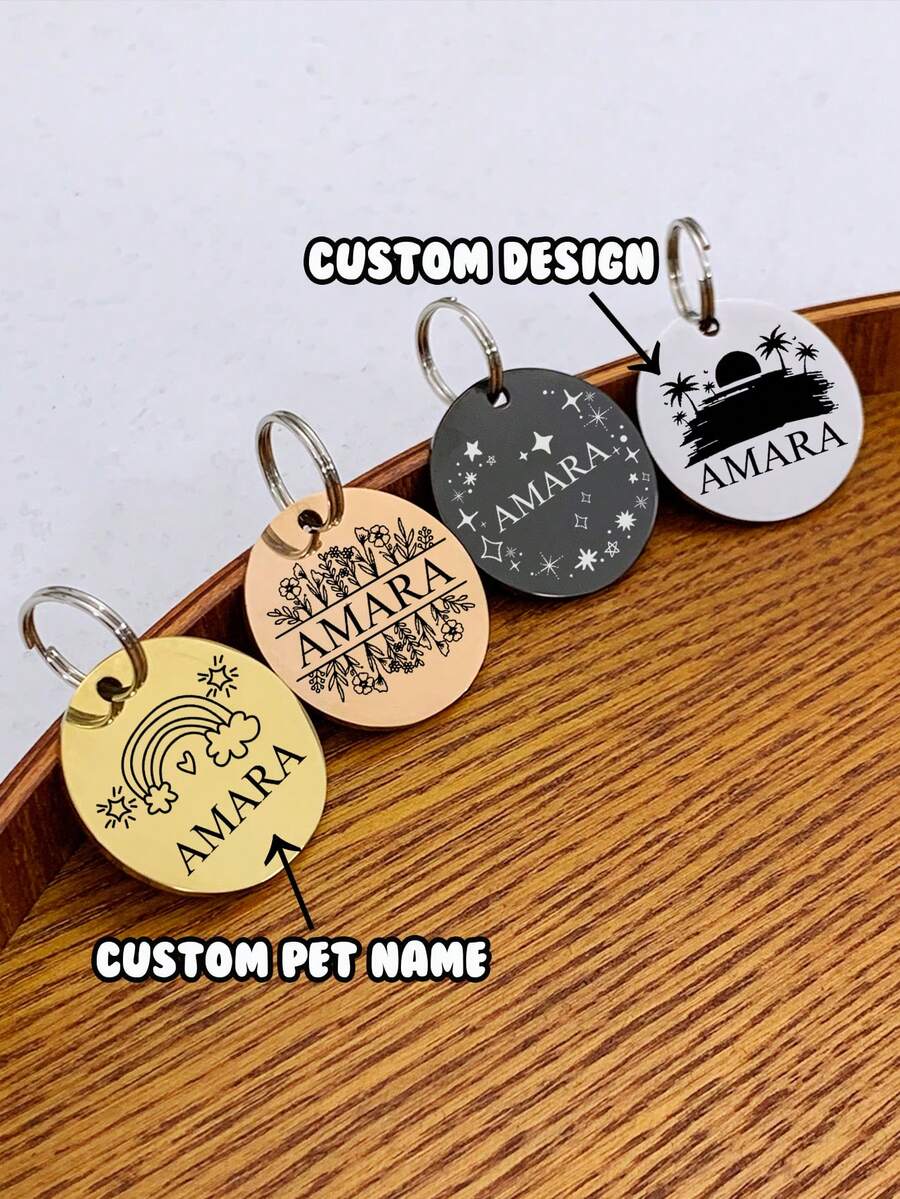 1 pièce Médaille d'identification pour animaux de compagnie personnalisable en acier inoxydable, gravure personnalisée recto-verso, forme ronde pour chiens/chats, cadeau d'anniversaire pour les amateurs d'animaux de compagnie, Noël, anniversaire, design élégant pour un usage quotidien et les occasions spéciales, médailles d'identification pour animaux de compagnie, accessoires pour animaux de compagnie - Noir - Voir 1