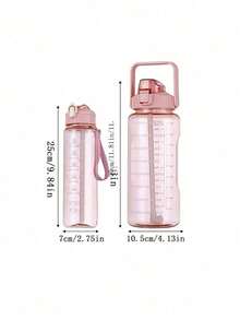 1pc 2L Sports Water Bottle, 2000ml Large Capacity Plastic Water Cup, Gym Abdominal Cup With Straw, Tumbler Water Bottle - Multicolor - View 3