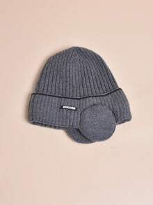 1pc Men's Grey Ear Protection Knitted Hat With Thermal Lined , Skull Cap For Outdoor Cold Weather, Suitable For Daily Use Beanie Fall Outfit - Light Grey - View 8