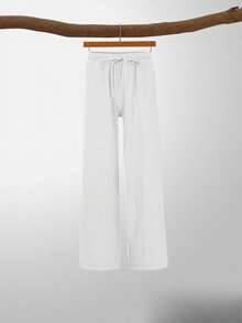 Women's Relaxed Wide Leg Cropped Pants With Pockets, Plus Size Cotton Linen Blend, Lightweight And Breathable, Loose Comfortable Fit, Multiple Color Options, Boho Inspired Style, Simple Versatile Design, Ideal For Everyday Wear, City Walks, Travel Vacations, Work Commute, Back To School Outfits, Casual Date Looks, And Valentine's Day Outfits - 白色 - 查看 5