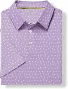 Men's Golf Shirts Short Sleeve Moisture Wicking Performance Print Patterns Casual Collared Golf Polo Shirt For Men-2025 - 紫白 - 查看 4