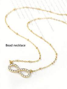 1pc Fashionable Infinity Symbol Necklace, Delicate Clavicle Chain Design For Women - Infinity Symbol - Gold - View 8