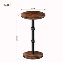 Drink Table, Small Round Side Table For Small Spaces, Modern Accent Round End Tables With Metal Leg, Thickened Wood Pedestal Coffee Tables For Living Room, Bedroom, Narrow Corners,Sofa Couch - Brown - View 3