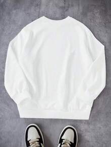 Herbst und Winter Neuankömmling, Fleece verstärkter Rundhals Langarm Top mit Hai Muster Kinder Hoodie, geeignet für Outdoor-Sportbekleidung, passend für Jungen und Mädchen - Weiss - Übersicht 2