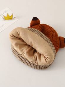 1 pièce Bonnet bébé tricoté style dessin animé, épais et chaud, coupe-vent, nouveau style automne/hiver pour tout-petits de 1 à 2 ans