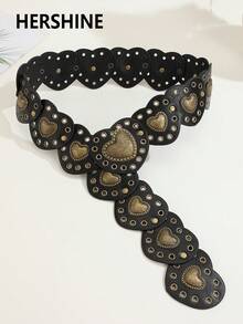 Hershine 1 chiếc thắt lưng vá hình trái tim nguyên thủy màu đen dành cho nữ, phụ kiện thắt lưng cổ điển trang trí đinh tán Boho dành cho váy, chân váy, thường ngày, tiệc tùng, ngày lễ, quà tặng cho bạn bè, mẹ, bạn gái, sinh nhật, ngày lễ tình nhân mùa hè, trường học mùa thu, mùa thu, Halloween - màu đen - Xem 6