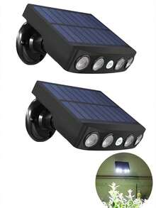 1 件装太阳能安全 4 个 LED 灯户外装饰传感器运动 3 种照明模式街道防水灯内置 18650 锂电池壁灯夜间工作灯适用于花园 - 彩色 - 查看 18