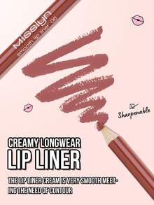 Misslyn Smooth Lip Liner Pencil, Long-Lasting Color, Intense Lip Color, Glides On Smoothly, Lip Liner, Natural Makeup Effect, High Color Payoff, Soft Pencil Core, Long-Lasting Smooth, Ultra-Matte Lip Liner Pencil, Brand Cosmetics, Facial Makeup Products, Suitable For Women And Girls, Winter Essential, Y2K Style, Fashion Versatile, Great Birthday Gift, Valentine's Day Gift, Party Essential, New Year Gift, Best Colors, Cruelty-Free And Vegan - 06 - View 6
