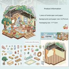 1 peça/6 peças Adesivos Criativos de Paisagem 3D, Decalques de Cena Temática