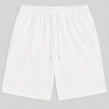 Men's Bermuda Shorts, Plain Sweatshirt, Flannel Shorts, Immediate Shipping, Various Colors, Comfortable - trắng - Xem 1