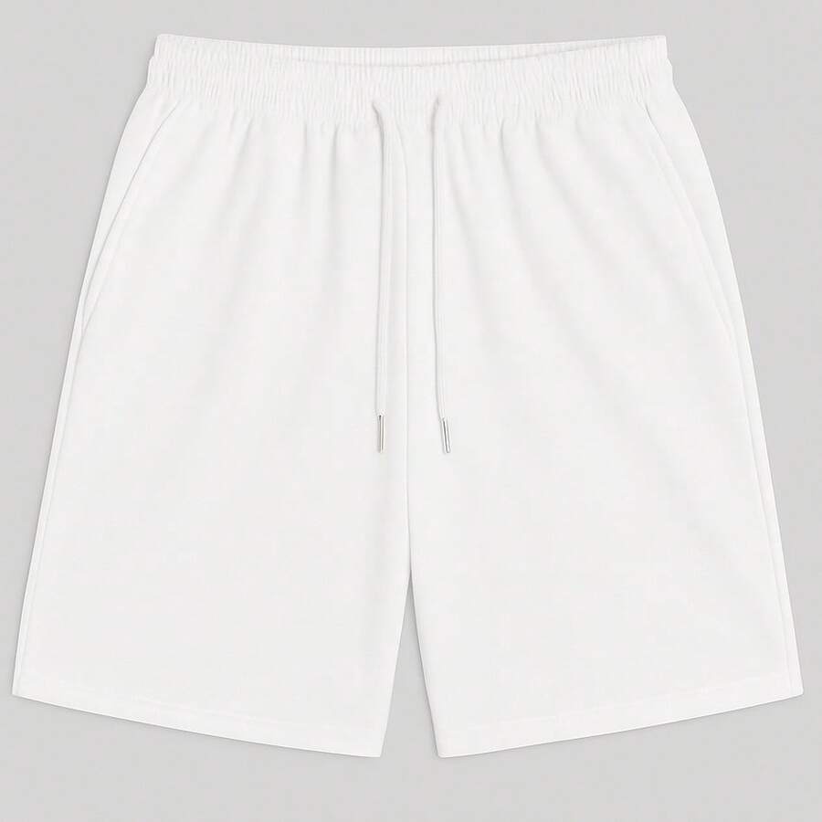 Men's Bermuda Shorts, Plain Sweatshirt, Flannel Shorts, Immediate Shipping, Various Colors, Comfortable - trắng - Xem 1