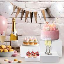 5-Sided Acrylic Food Display Stand, Hollow Bottom, Suitable For Buffet, Brunch, Wedding, Party - White - View 8