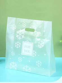 50个雪花图案四指袋 - 食品包装袋 - 水果沙拉袋 - 蛋糕外卖包装袋 - 礼品包装袋 - 手提袋，适合圣诞节 - 彩色 - 查看 2