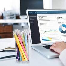 4 Pack Thick Acrylic Pen Holders Round Makeup Brush Holder Desktop Stationery Organizer Office School Home Supplies