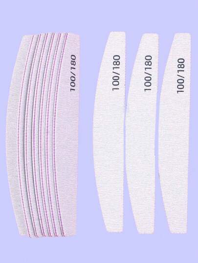 5 pezzi/10 pezzi Lime per unghie grigie a mezzaluna, blocco levigante a doppia faccia, bastoncini per manicure, strumenti per salone di bellezza