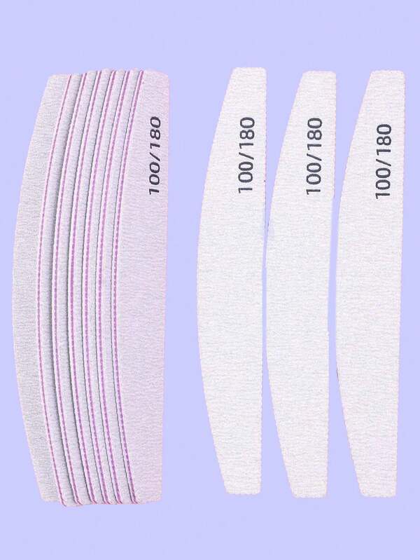 5Pcs/10Pcs Grey Nail Art File Half Moon Buffer Block Double Sided Manicure Files Sticks Nail Salon Tools