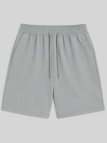 Men's Bermuda Shorts, Plain Sweatshirt, Flannel Shorts, Immediate Shipping, Various Colors, Comfortable - Xám - Xem 1