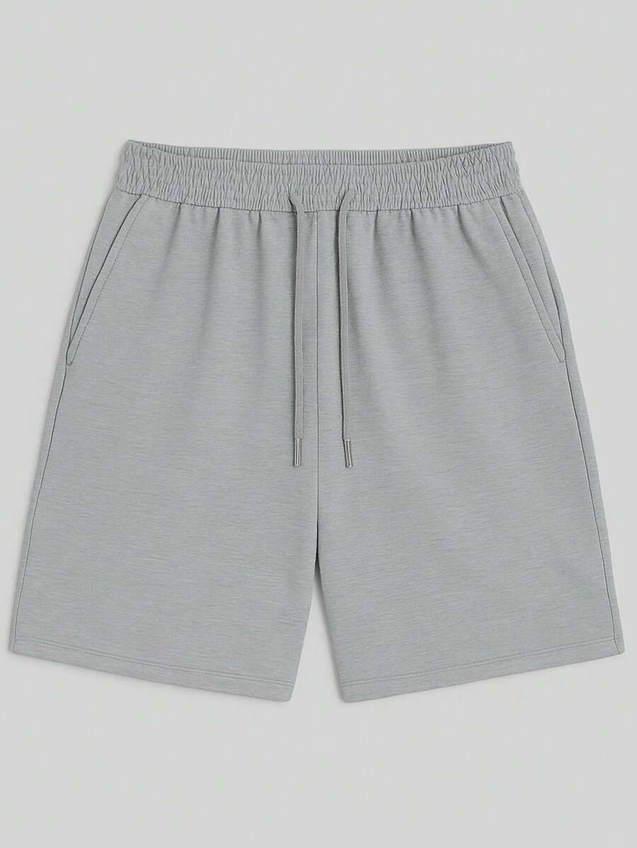Men's Bermuda Shorts, Plain Sweatshirt, Flannel Shorts, Immediate Shipping, Various Colors, Comfortable - Xám - Xem 1