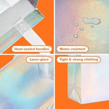 Reusable Bags With Handles, 15 PCS Iridescent Party Favor Bags Of Medium Size, 8x4x10 Inch Holographic Bag Bulk Birthday, Wedding, Goodie