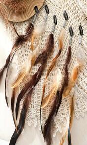 Geyoga 12 Pcs Clip In Hair Feathers Extensions For Women Colored Boho Feather Hair Clips Halloween Cosplay Costume Carnival Party Headdress Accessory Gifts(Dark Coffee, Brown,Standard) - ColorC - 查看 6
