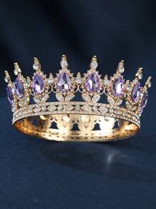 1件女士水钻装饰皇冠设计奢华头饰皇家皇冠新娘优雅头饰活动派对节日装扮头饰，准新娘，头冠 - 彩色 - 查看 29