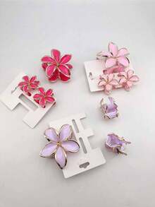 3个/包 纯色街头风ABS塑料发爪，适合日常佩戴 冬季发饰 动物纹优雅发夹 防摔发爪 发夹 花朵发夹 - 彩色 - 查看 7