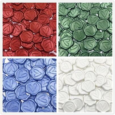 25/50/100Pcs Heart Wax Seal Stickers, Handmade Envelope Seals Self Adhesive Wax Stickers, Eucalyptus Wedding Invitation Envelope Seal Stickers, Perfect For Invitation, Christmas, Gift Wrapping, Party, Wedding Party, Envelope