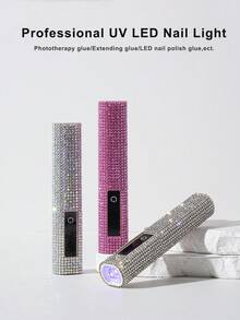 1pc LED UV Diamond Nail Lamp, Portable Nail Curing Light With Touch Display, USB Rechargeable Nail Dryer Lamp For Nail Art, Gel Nail Polish, Nail Rhinestones, Quick Drying, Mini Nail Lamp - Multicolor - View 4