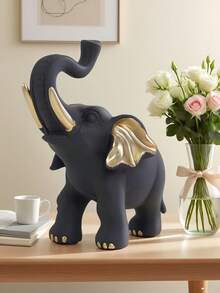 2pcs/1pc Gold Elephant Ornaments, Resin Animal Statue Arts And Crafts, Home Decoration Ornaments, Living Room Desktop, Office Desktop Layout, Winter Christmas And New Year Decoration Best Gift Birthday.