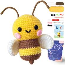 1 Paquete de material de ganchillo de abeja, kit de animal de peluche de ganchillo lindo, regalo de cumpleaños, kits de ganchillo para principiantes como regalo, kit de animal de ganchillo para principiantes que incluye tutoriales en video, hilo, marcadores de costura e instrucciones (accesorios al azar)