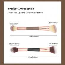 فرشاة تحديد الوجه ذات طرفين 2 في 1 - شعيرات ناعمة ذات طرف مائل، قطعة واحدة للخدود والبرايتنر، أداة مكياج جديدة