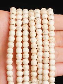 15 Inch 4/6/8/10/12mm Natural Stone Round Beads, Turquoise/White Turquoise/Blue Turquoise, Protective Energy/Prosperity/Chakra Healing Stones, For DIY Jewelry Making/Bracelets/Necklaces And Craft Accessories