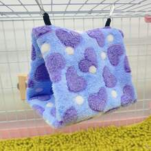 1pc Soft & Cozy Warm Plush Heart Pattern Triangle Hammock Bird Nest, Suitable For Cockatiel, Parrotlet & Other Small-Medium Parrots To Sleep, Rest, Play. Multi-Size & Color Options, Detachable Metal Hook For Cleaning, Applicable For Autumn & Winter