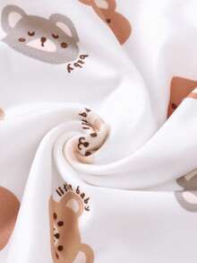 3件套新生儿婴儿连脚连体衣+围兜，可爱休闲小熊图案设计，秋冬季 - 彩色 - 查看 7