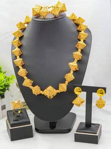 5pcs Exaggerated Bead African Women Necklace Jewelry Sets 24K Gold Plated Luxury Bridal Wedding Birthday Party Anniversary Necklace Set - Yellow Gold - View 12