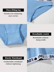 14 Pcs Fashion "LOVE" Letter Design  Underwear Women,Sexy Low-Waist  Women's Panties ,Fashion Solid Color Lingerie For Women ,Comfortable Sports Shorts Lingerie ,Ropa Interior Para Mujeres - 彩色 - 查看 10