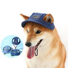 Sombrero para mascotas con agujeros para las orejas para perros pequeños y medianos, ajustable, gorra de sol de verano para mascotas, gorra de visera de lona de color vaquero para gatos y cachorros