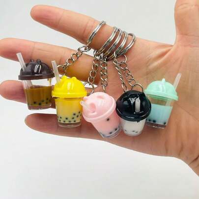 Cute Mini Bubble Tea Keychains, Creative Simulated Beverage Pendants, Unique Bag Decorations And Small Gifts