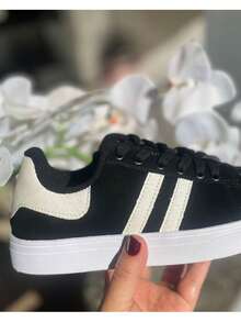 Women's Suede Lace-Up Sneakers - Lightweight And Comfortable - 灰色 - 查看 5