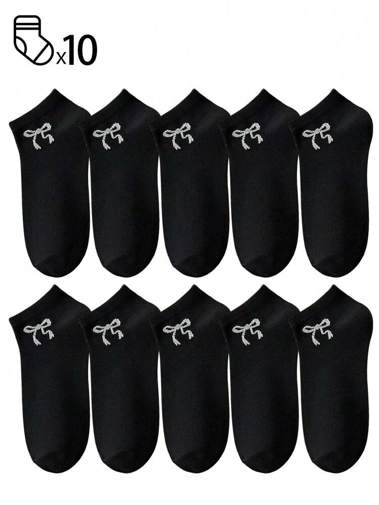 20/10/5/1 双装女士短袜，隐形袜，白色袜子，黑色袜子，灰色袜子，女士袜子，可爱袜子，女童袜子，黑色袜子，卡通图案，透气孔设计，吸湿排汗，柔软顺滑，适合各种场合，如节日、运动、休闲、商务和日常穿着，四季皆宜，随机颜色组合 - 黑色 - 查看 11