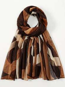 1pc Geometric Pattern Elegant Casual Polyester Chiffon Printed Scarf/Headscarf, Suitable For Work, Street, Party, Spring/Summer/Autumn/Winter