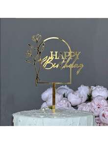 1 件/3 件/6 件金色蝴蝶花朵植物生日快乐蛋糕装饰生日女孩亚克力生日派对礼物甜点装饰 - 彩色 - 查看 17