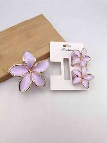 3个/包 纯色街头风ABS塑料发爪，适合日常佩戴 冬季发饰 动物纹优雅发夹 防摔发爪 发夹 花朵发夹 - 彩色 - 查看 12