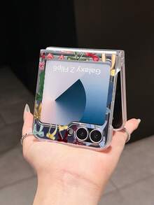 Bow-Knot 1pc Minimalist Matte PC Material Full Screen Bow Design Foldable Phone Case, Protective And Anti-Drop, Compatible With Samsung Galaxy Zflip 3/Zflip 4/Zflip 5/Zflip 6/Zflip 7/ Razr 50 Ultra/ Razr 60 Ultra/ Razr 60/ Razr 50/Galaxy Z Flip7 FE - Clear - View 3