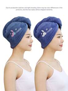 Thickened Coral Fleece Cartoon Embroidered Hair Drying Cap,Women Shower Cap,Water-Absorbing Triangle Hat,Water-Absorbing Hair Drying Towel, Quick Drying Super Absorbent Hair Drying Cap, Turban, Embroidered Hair Drying Towel,Hairdressing Tools,School,Back To School,Travel,Travel Essentials,Home Essentials,Towel,Skin Care - Multicolor - View 3