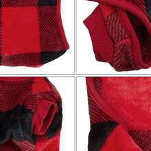 1 件法兰绒圣诞格子保暖宠物连体衣，猫/狗秋冬睡衣，圣诞节 - 紅色 - 查看 10