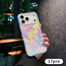 Ốp điện thoại từ tính chống sốc tương thích với iPhone 17, 16 Pro Max, họa tiết lông vũ nhiều màu sắc, bảo vệ từ tính cho các dòng 13/14/15/16Pro, chống nước, chống sốc, chống rơi, chống trầy xước, quà tặng mùa xuân. - Nhiều màu - Xem 11