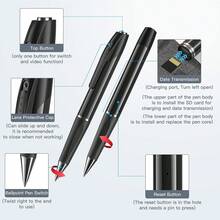 Pen With Audio And Video Recording Function, 1080P FHD Video, Portable Monitoring USB MP3 Player, Rechargeable Battery, Touch And Card Slot, Includes 32GB Memory Card, With Video - Indoor Portable Use - 黑色 - 查看 4