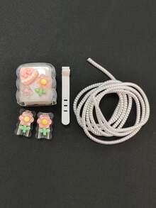 Juego de 5 fundas protectoras de onda transparente con flor de TPU para organizador de cable de cargador rápido de 18W/20W compatible con Apple - Multicolor - Ver 6